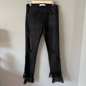 Flying Monkey Platinum Distressed Fringe Jeans